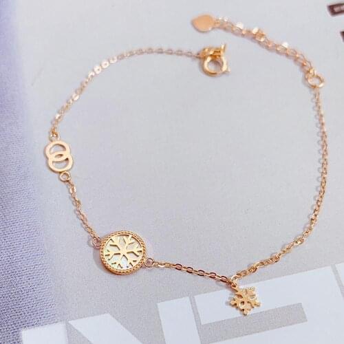 MADALENA SARARA 18k Rose Gold Women Bracelet Snow Car Pattern High Quality Au750 O shape Link Chain Bracelet