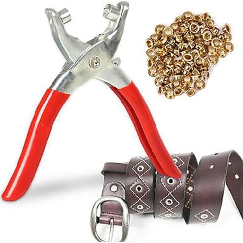 1 Punch Pliers 100 Rivets Eyelets Tools Grommets for Shoes Bags Leather Belt Drilling Tool Carbon Steel Home DIY Tools