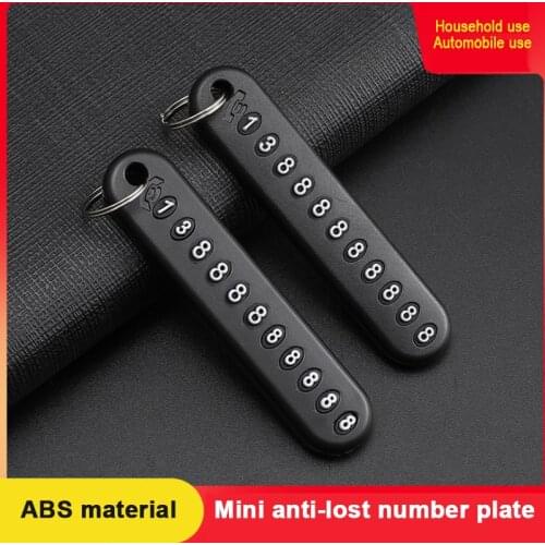 1pcs Black Car Key Chain Anti-lost Phone Number Card Plater Home Car Keychain Pendant Auto Vehicle Telephone Number Card Keyring