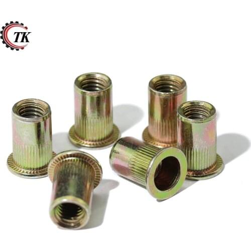 10/20PCS Zinc Plated Carbon Steel Rivet M3 M4 M5 M6 M8 M10 M12 rivnut Flat Head Riveter Threaded Insert Nut Nutsert Cap Rivets
