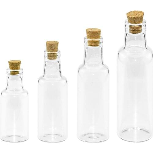 24pcs 12ml 15ml 25ml 35ml Empty Hyaline Glass Jars with Cork Mini Information Aspirations Bottles Refillable Craft Vials