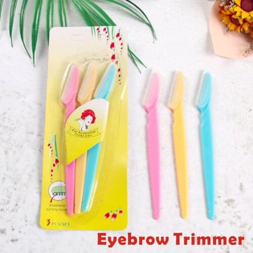 3pcs Women Facial Face Colorful Eyebrow Trimmer Face Hair Razors Women Eyebrow Shaver Hair Removal Makeup Tools