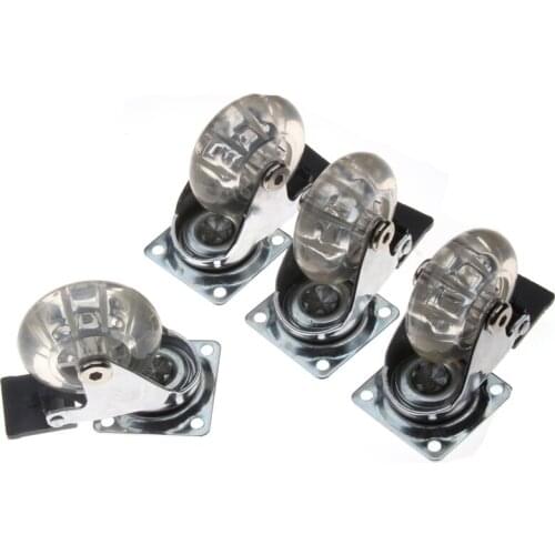 4pcs 2 Inch Caster Wheels Furniture Universal Mute Plate Casters Replacement With Brake Casters Home Office Chair Swivel Wheels