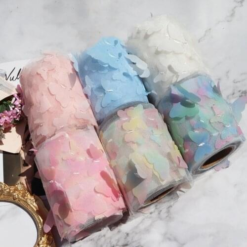 5yards 80mm Colorful Gradient Butterfly Organza Ribbon for DIY Craft Ribbon Gift Wrapping Hair Bowknot DIY Christmas Supplies