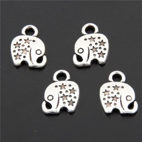50pcs Zinc Alloy Silver Color Mini Elephant Charms Pendants Jewelry Findings For Necklace Bracelet A2696