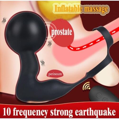 Wireless Remote Control Male Prostate Massager Inflatable Anal Plug Expansion Vibrating Anal Sex Toys For Men Testicle Vibrator