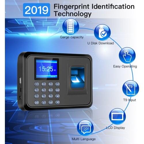 Biometric Fingerprint Attendance Machine LCD Display USB Fingerprint Attendance System Time Clock Employee Checking-in Recorder