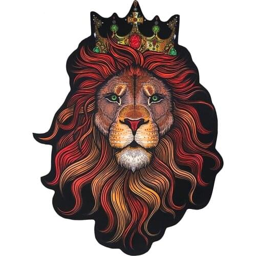 Large printed Crown Lion Patch Applique For Jacket Sew on Clothing Stripe