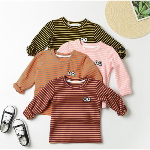 Kids Long Sleeve T shirt Spring Autumn Striped Boy Tops Tee Casual Cotton Children Clothing for Girls 1-9y RT527
