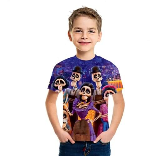 Coco Anime 3D Printed Childrens Wear Boys And Girls Summer New Casual Top Youth Foreign Style T-Shirt Creative Versatile Short