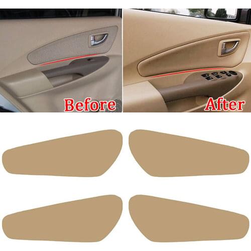 For Hyudai Tucson 2006-2013 4pcs Door Panel DIY Insert PU Leather Cover Shell Inner Trim Beige Color Car Styling Accessories