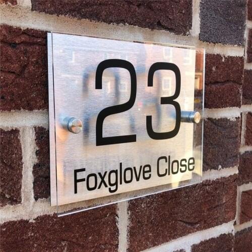 Customized Transparent Acrylic Plaques House Sign Door Number Plates with Aluminum Composite Plastic Panel