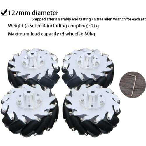 60KG Load 127mm Omni Mecanum Wheel with 4/6mm TT Hubs for Arduino Raspberry Pi DIY STEM Robot Car Chassis Toy Parts