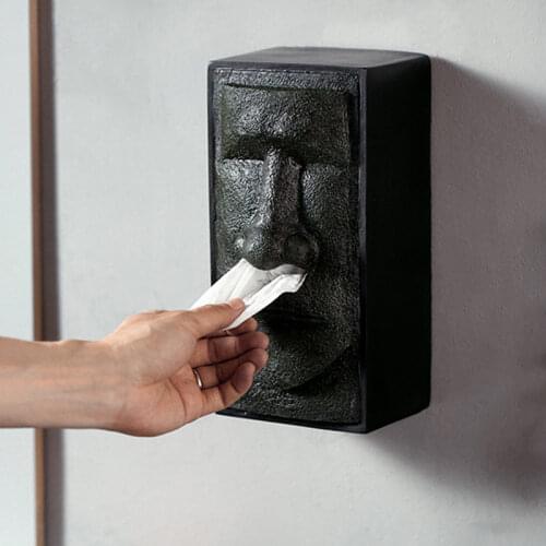[MGT] Easter Island Tissue Storage Box Creative Head Facial Tissue Box Holder Dispenser Face Retro Home Finishing Box