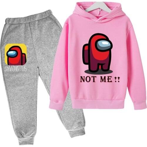 New Childrens Hoodie + Pants 2-piece Suit Girls And Boys Hooded Sports Suit Cartoon Printed Hoodie Casual Kids Sportswear