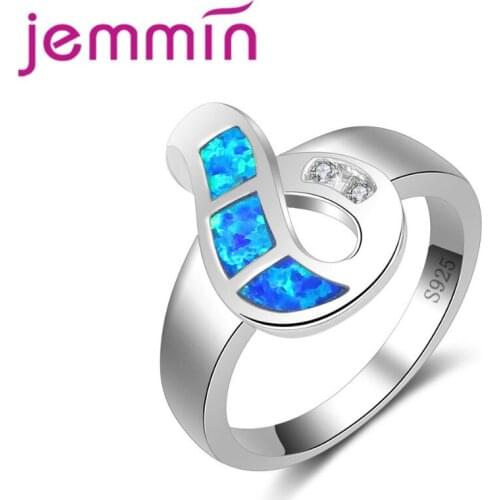 Fashion Hot Sales Blue Fire Opal Rings For Female Male 925 Sterling Silver Mysterious Party Jewelry Ring