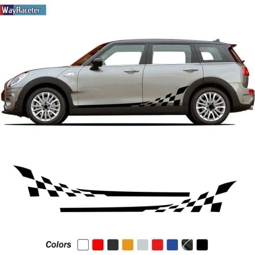 2 Pcs Car Door Side Stripes Sticker Checkered Skirt Body Graphics Decal For MINI Cooper Clubman F54 R55 One S JCW Accessories