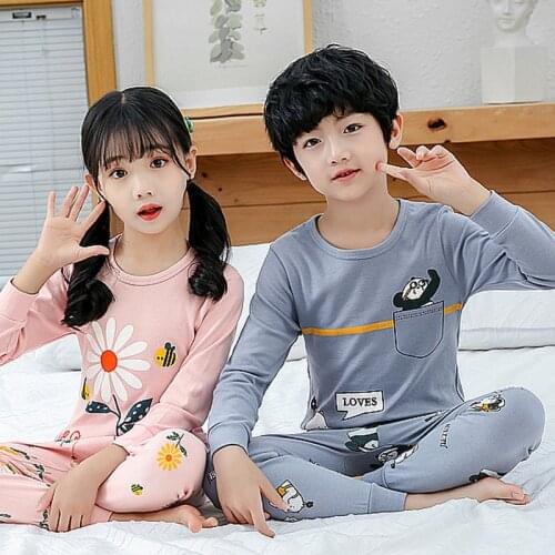 Boys Girls Sleepwear Winter Cotton Pajamas Sets Children Homewear for Boy Pyjamas Kids Nightwear 2-12Y Teenage Pijamas Clothes