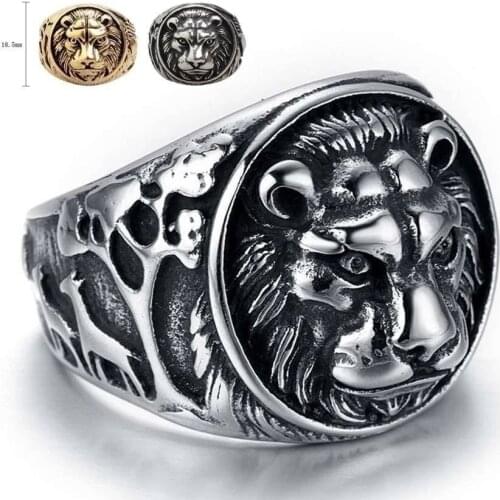 2021 new retro punk jewelry ring men domineering lion head ring lion mens fashion jewelry ring