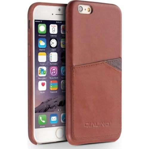 New For iphone 6 6s plus QIALINO Brand Luxury Natural Calf Skin Genuine Leather Case for iphone6 plus Back Cover card Pocket