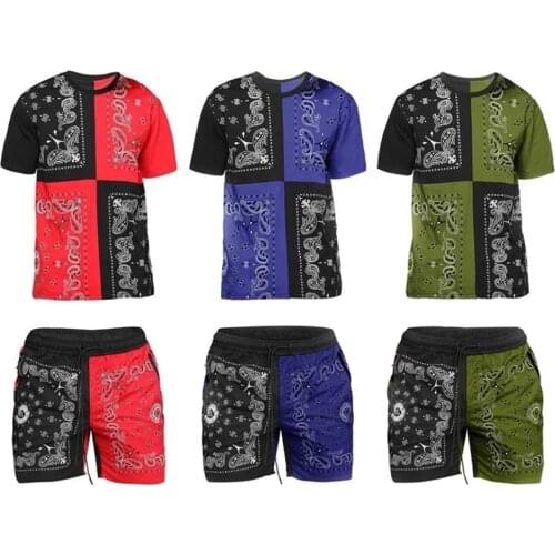 2021 Summer new mens casual T-shirt + Sports Shorts Set fashion T-shirt sports running set popular sports set Digital printing