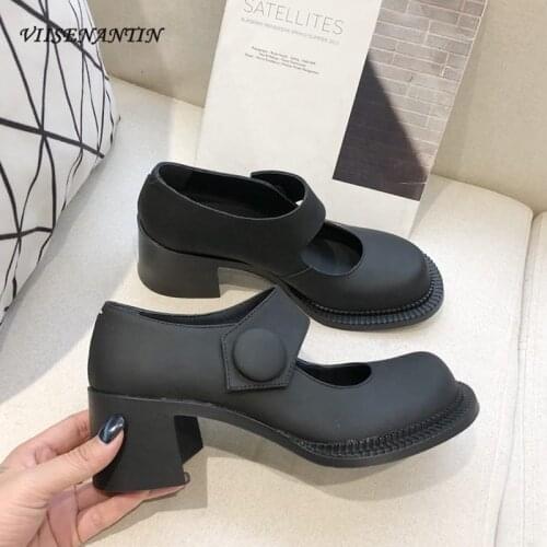 New Patent Leather Retro Thick Heel Mary Jane High Heel Shoes Female Spring and Summer Buckle Single Shoe Trend