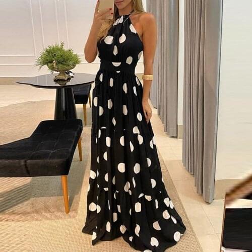 Slim High Waist Dot Leopard Print Woman Halter Dress Female Sleeveless Bandage Dresses For Women 2021 Summer Party Lady Vestidos