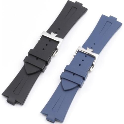 25x9mm Soft Fluoro Rubber Watch Band for Vacheron Constantin Overseas VC47660 Strap 42mm Watches Accessories Butterfly Buckle