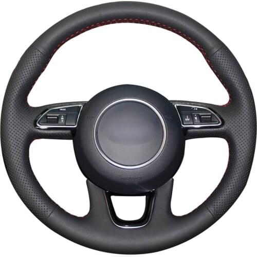 Hand-stitched Black Artificial Leather Car Steering Wheel Cover for Audi Q3 (8U) 2011-2018 Q5 (8R) 2012-2017 Q7 (4L) 2011-2015