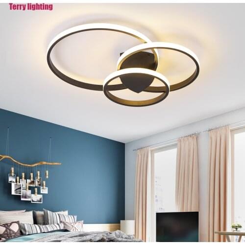 Bedroom living room new round led ceiling lamp decoration black adjustable brightness round chandelier indoor lighting