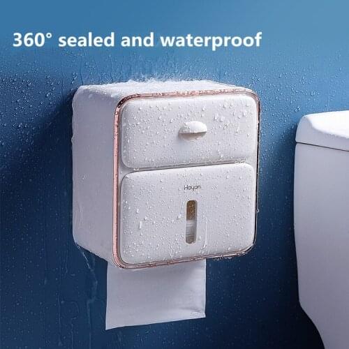 Bathroom stylish tissue box toilet paper rack toilet wall creative free punch waterproof toilet paper roll paper box