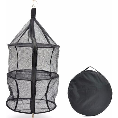 Outdoor Nylon Zipper Three-layer Folding Storage Net Bag Hanging Clothes Laundry