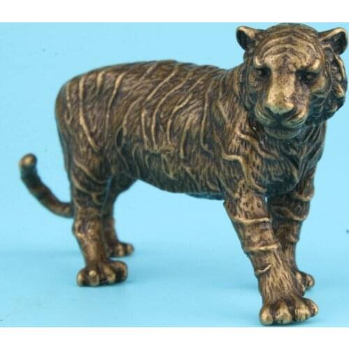 UNIQUE CHINESE BRONZE STATUE TIGER SOLID MASCOT COLLECTION GIFTS