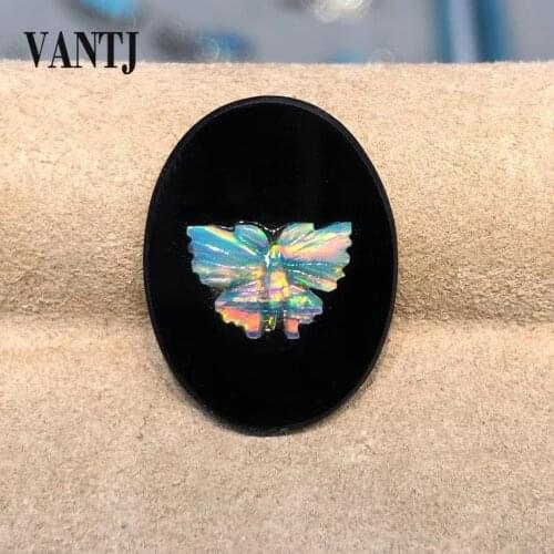 VANTJ Real Natural Opal Loose Gemstone Black Agate Butterfly Origin in Australia DIY Jewelry Women Party Gift Wholesale