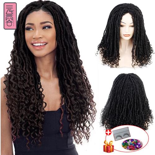 YunRong Dreadlock wig Synthetic Long Afro Curly Ombre Black Wigs For Black Women Braiding Crochet hair Faux Locs