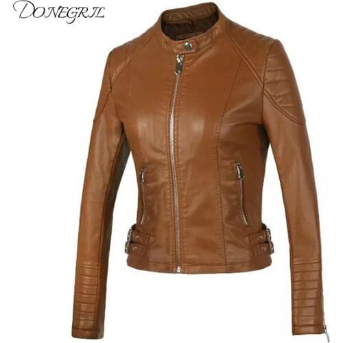 2020 Leather Jacket Women Basic Coat Slim Biker Motorcycle Soft Zipper girl Leather Jaquetas De Couro feminina Lady Clothing