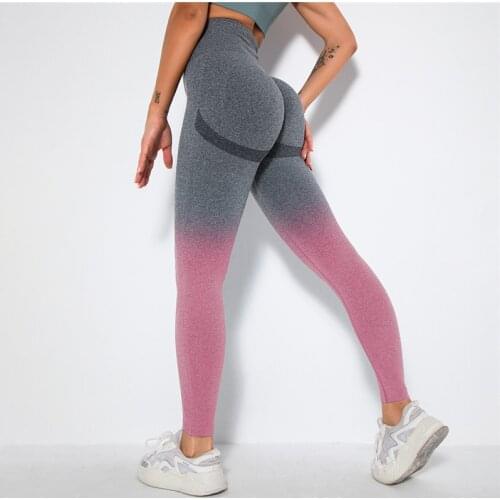 Women Leggings Sports Yoga Pants Gradient Gym Leggings Fitness Running Pants Hips Push Up Leggings Bubble Butt Seamless Leggings