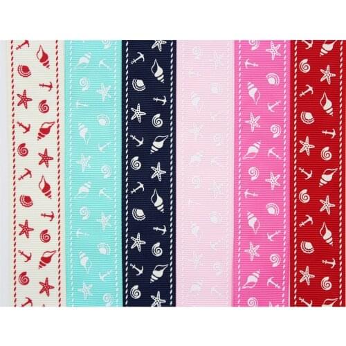 1" 25MM Grosgrain Ribbon Printed Ocean Theme 100% Polyester Handmade DIY Accessories