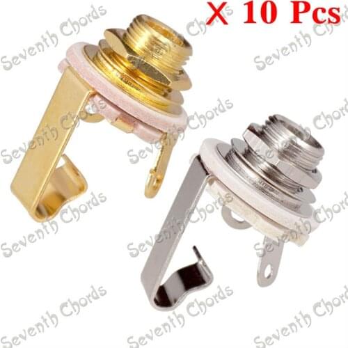 10 Pcs 6.35mm 1/4" Mono Input Jack Plug Socket For Electric Guitar Bass Pickup output