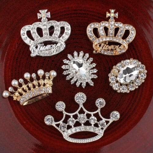 120PCS Vintage crown/oval/eye Rhinestone Buttons Bling Crystal Flatback Flower Centre Pearl Buttons for Wedding Embellishment