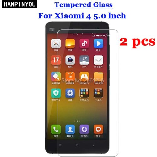 2 Pcs/Lot For Xiaomi Mi 4 Tempered Glass 9H 2.5D Premium Screen Protector Film For Xiaomi 4 Mi4 M4 5.0"