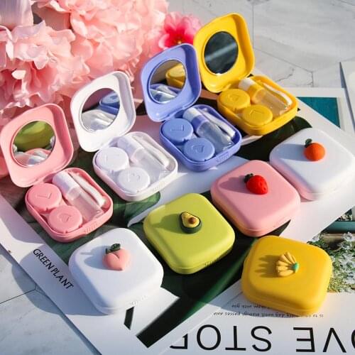 Fruit Contact Lens Case With Mirror Women Man Unisex Contact Lenses Box Eyes Contact Lens Container Lovely Travel Kit Box