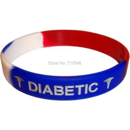 300pcs segment medical alert diabetic wristband silicone bracelets free shipping by FEDEX