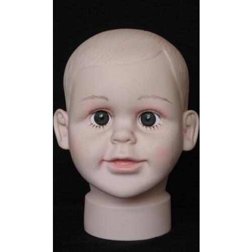 40.5CM Unbreakable PE Realistic Baby Mannequin Dummy Head, Kid Manikin Head For Hat Display