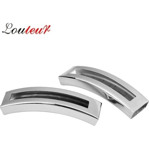 LOULEUR 5pcs/lot Stainless Steel Curved Tube Beads Connectors Fit Flat Leather Cord Spacer Tubes Bead Bracelet Jewelry Making