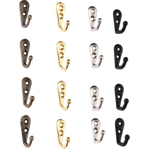 5 Pcs Vintage Wall Hanger Curved Buckle Horn Lock Clasp Hooks Zinc Alloy Door Wall Hooks Hanger with Screws Furniture Hardware