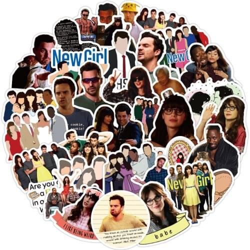 50PCS New Girl Stickers Vinyl Jess Nick Schmidt Winston Cece Decal Sticker for DIY Laptop Phone Luggage Fridge Guitar Stationery