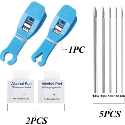 Acrylic Disposable Body Piercing Plier Piercing Needles Set Plastic Clamp Ear Lip Navel Nose Tongue Eyebrow Piercing Forcep Tool