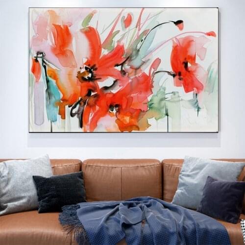Watercolor Flower Canvas Painting Abstract Modern Art Flower Posters and Prints Wall Art for Living Room Home Decoration Cuadros