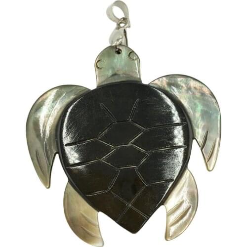 Free Shipping Fashion Jewelry Black Mother of pearl Shell Turtle Women Men Pendant Bead C7947